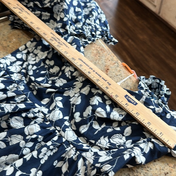 Free People Selkie French Ritz Midi Floral Dress Ruffle Buckingham Blue - Picture 9 of 11